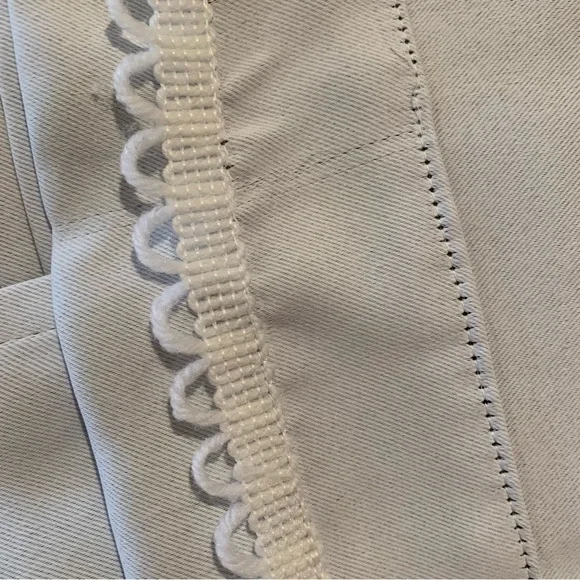 West Elm Gray Blue Curtain Panel Embroidered White Trim - Picture 4 of 5